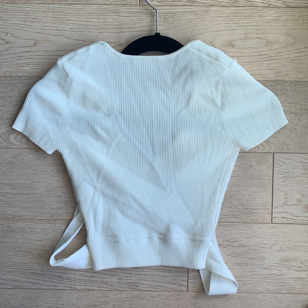 Aritzia White Wrap Crop Top - Picture 4 of 5